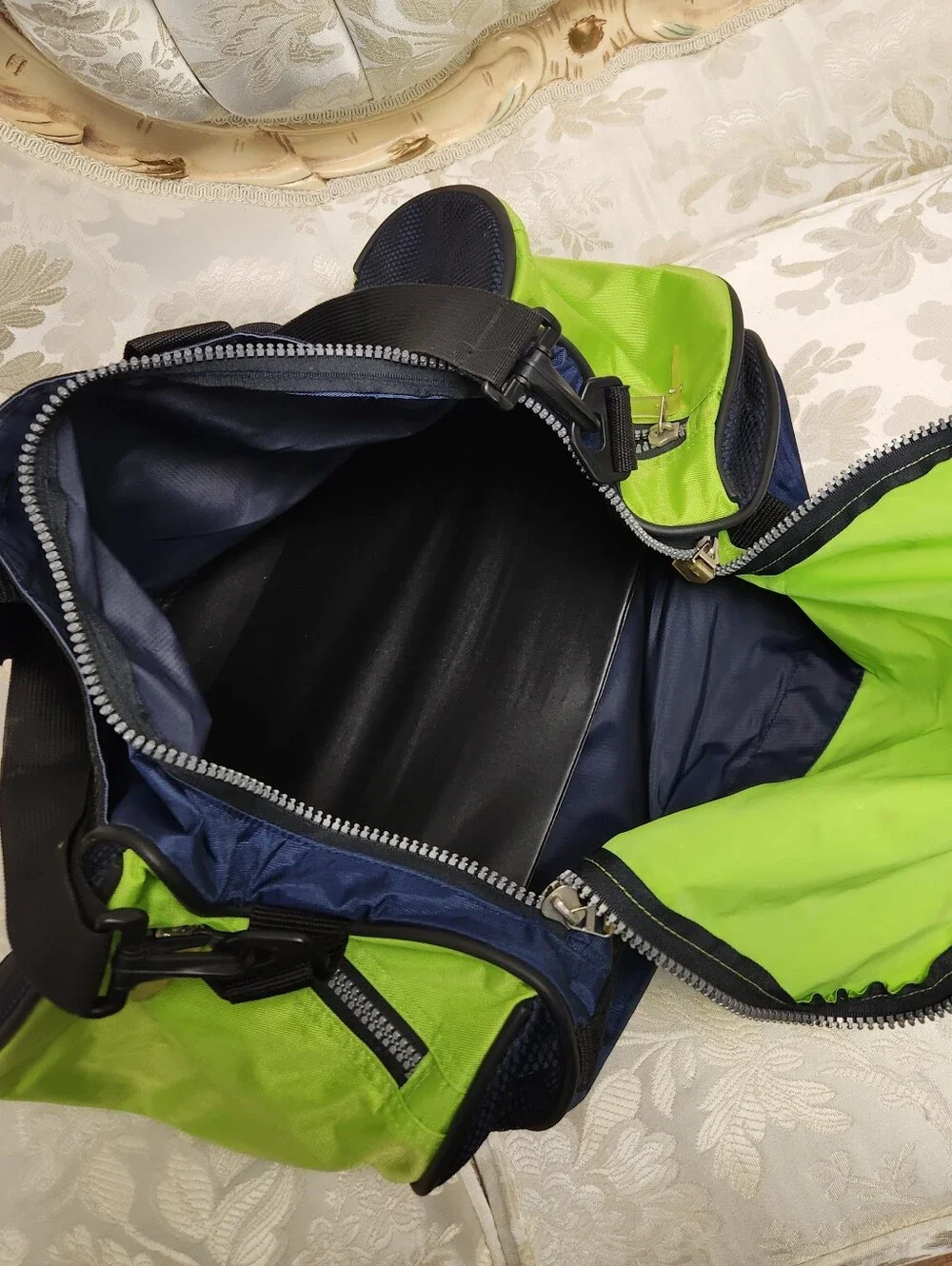 Vintage Disney Channel Duffel Bag Gym Bag Navy Blue Lime Green & Black with Logo